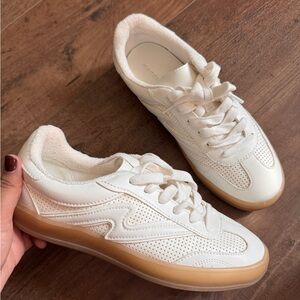 Madden Girl White and Tan Sneakers
